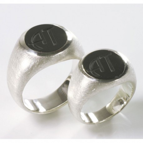  Wedding rings, signet rings, 925 silver, onyx