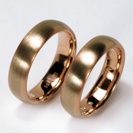  Domed wedding rings, 585- white gold and rose gold