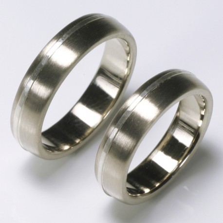 Wedding rings, 585 white gold, silver stripes Wedding rings, 585 white gold, silver stripes