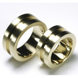  Wedding rings with groove, 750 gold
