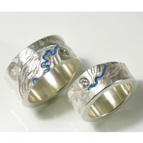Eheringe, 925- Silber, Rheinverlauf, Brillanten Eheringe, 925- Silber, Rheinverlauf, Brillanten