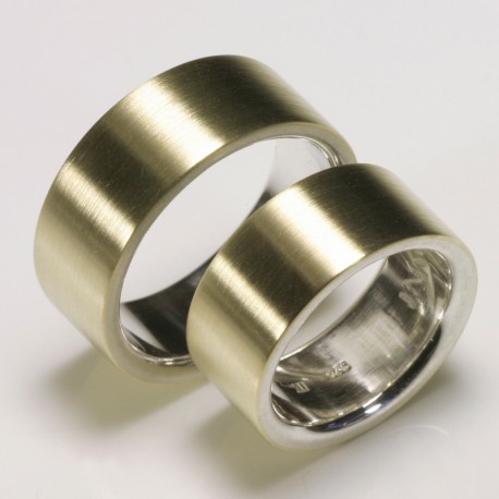  Two-tone wedding rings, 925- silver, 585- gold