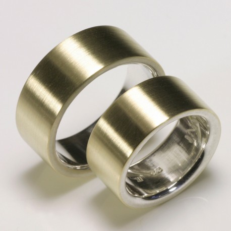 Two-tone wedding rings, 925- silver, 585- gold Two-tone wedding rings, 925- silver, 585- gold