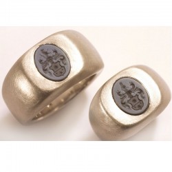  Wedding rings, signet rings, 950 palladium, ply stones