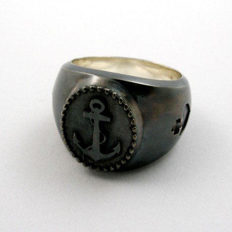 Ring, Sailor, 925- Silber geschwärzt