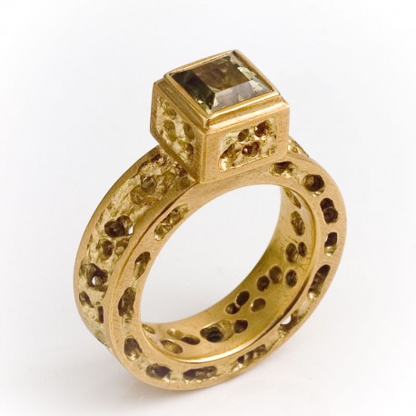 Ring, 750- Gold, gelber Granat