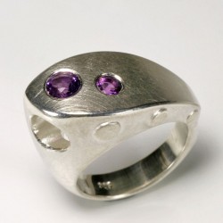  Ship ring, 925 silver, amethyst