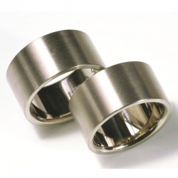  Wide wedding rings, 750 white gold