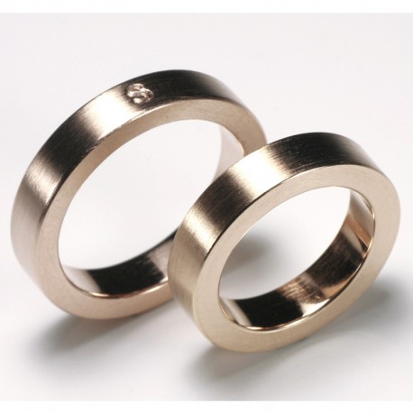  Wedding rings, square, 585 red gold