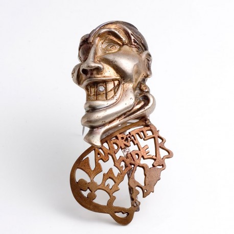 Pirate brooch, 925 silver, copper, diamond Pirate brooch, 925 silver, copper, diamond