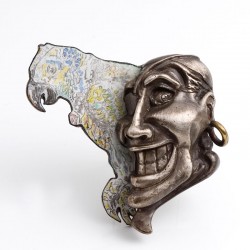  Pirate brooch, 925 silver, steel, enamel