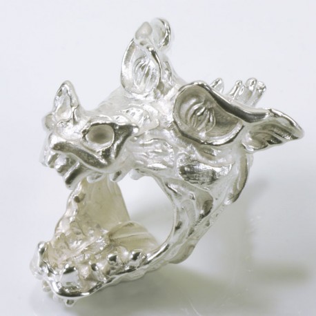  Large dragon ring, 925 silver