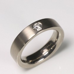 Ring, 750- white gold, diamond 0,2 ct