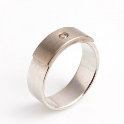 Ring, 925- Silber, 950- Palladium, Brillant 0,06 ct