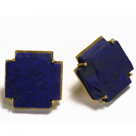  Stud earrings, 750 gold, lapis lazuli