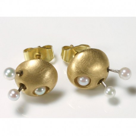 Ohrhänger, 750- Gold Pagoden, Tahitiperlen Ohrhänger, 750- Gold Pagoden, Tahitiperlen