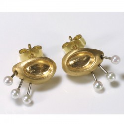  Stud earrings, 750 gold, pearls