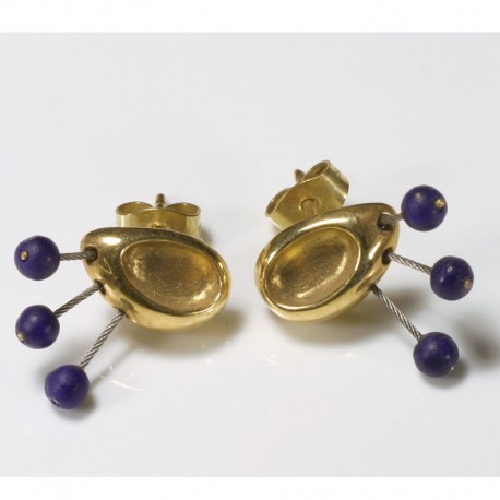  Stud earrings, 750 gold, lapis lazuli