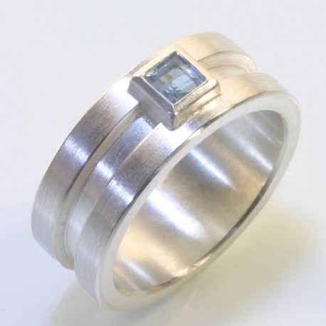 Ring, 925- Silber, Aquamarin Carrée