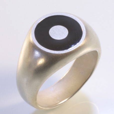  Signet ring, circumpunct, 925 silver, cold enamel