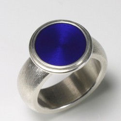 Ring, 925- Silber, blaues Kaltemail