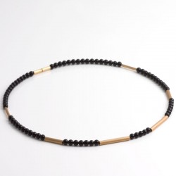  Necklace, onyx, 750- gold