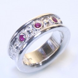  Mining ring, 925 silver, 3 rubies