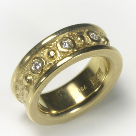 Zechenring, 750- Gold, 3 Brillanten Zechenring, 750- Gold, 3 Brillanten