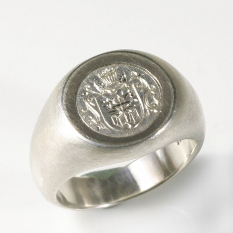  Signet ring, 925 silver, palladium, engraving