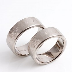  Flat wedding rings, 950 palladium, names outside