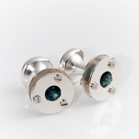  Cufflinks, 925 silver, tourmalines