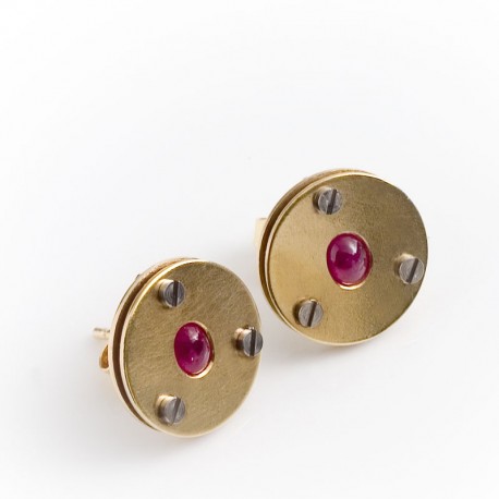 Ohrstecker, 585- Gold, Rubine