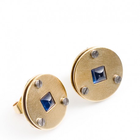  Stud earrings, 585 gold, sapphires
