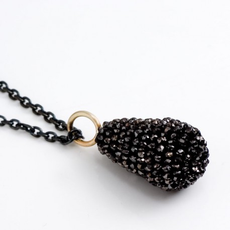 Pendant, black diamond drop, 750 gold