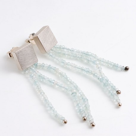  Stud earrings, 925 silver, aquamarine