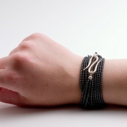  Necklace / bracelet, hematin, 925- silver