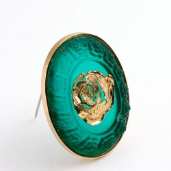 Brosche, 750- Gold, Glas