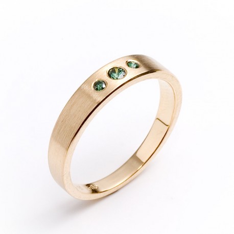 Ring, 585- Gold, green diamonds