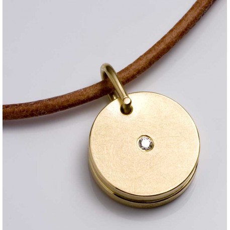 Medaillon, 750- Gold, Brillant 0,04 ct