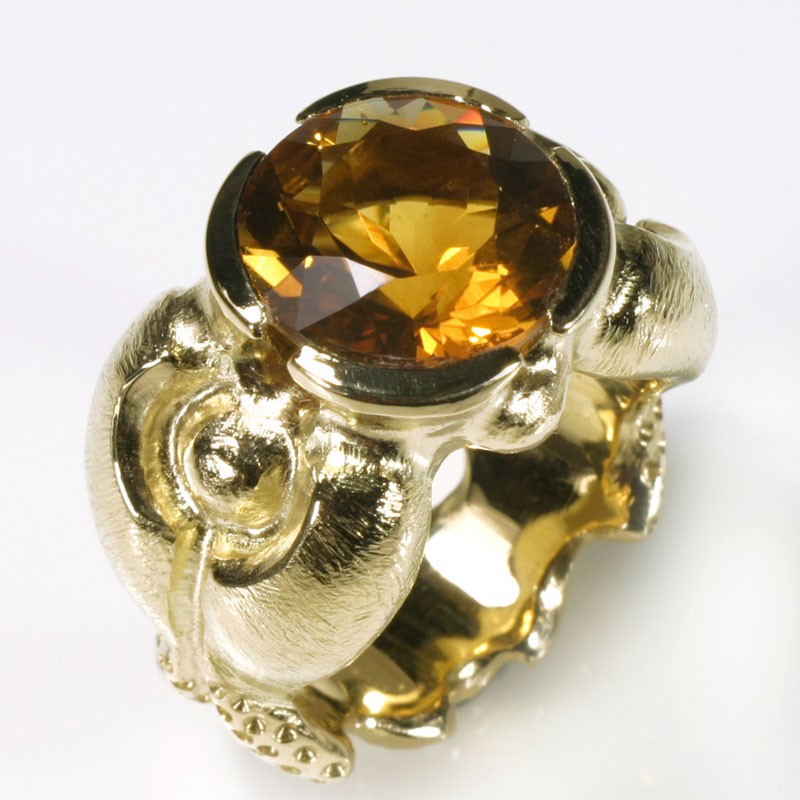 Goldener Ring mit Citrin: Atlantis