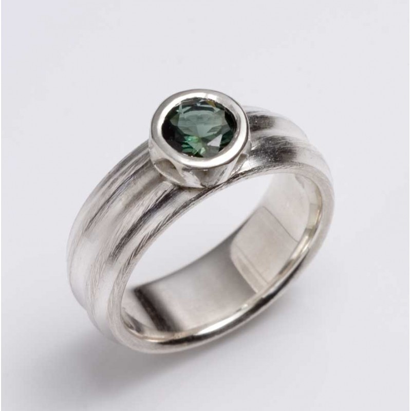 Ring, 925 silver, green tourmaline