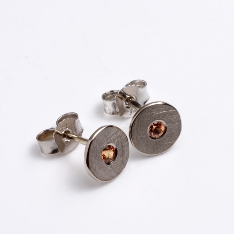 Ohrstecker, 750- Weissgold, Mandaringranate