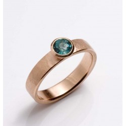 Ring, 750 red gold, green-blue tourmaline