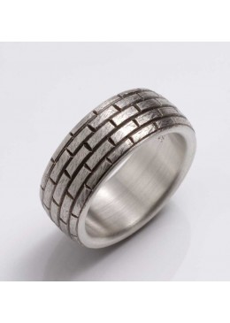 Silberring mit Backsteinmuster