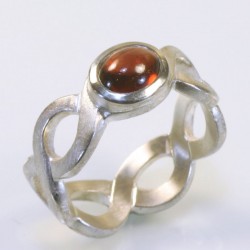 Zopfring, 925- Silber, Granat