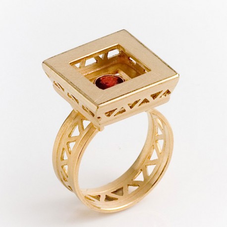  Ring, Villa Romana, 750 gold, garnet