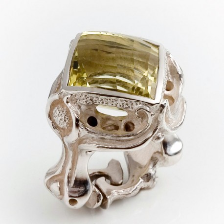Ring, 925- Silber, Der Ring, Lemon-Quarz