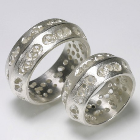 Wedding rings, 925 silver, openwork surface