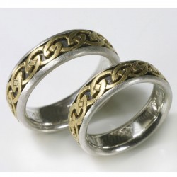Trauringe, Keltisch, 925- Silber, 750- Gold