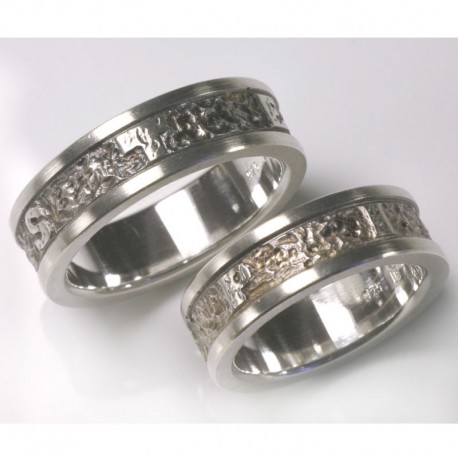  Wedding rings with writing on the outside, 925 silver